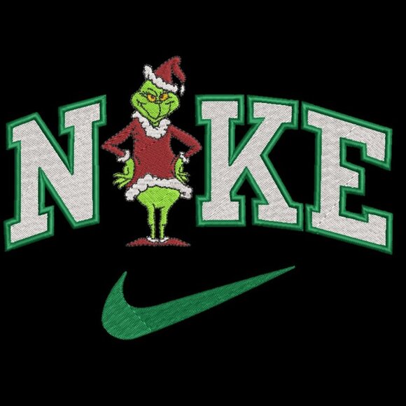 Nike Grinch Christmas HOODIE Embroidered Adult Unisex Hooded Sweatshirt - Picture 2 of 3